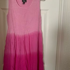 SOL OMBRÉ PINK Sleeveless Smocked Sundress Size:XL
